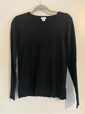 J. by J.Crew Black Basic Crewneck Sweater S Lightweight Cotton Long Sleeve EUC